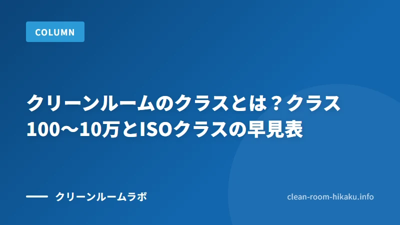 クリーンルームのクラスとは？クラス100〜10万とISOクラスの早見表